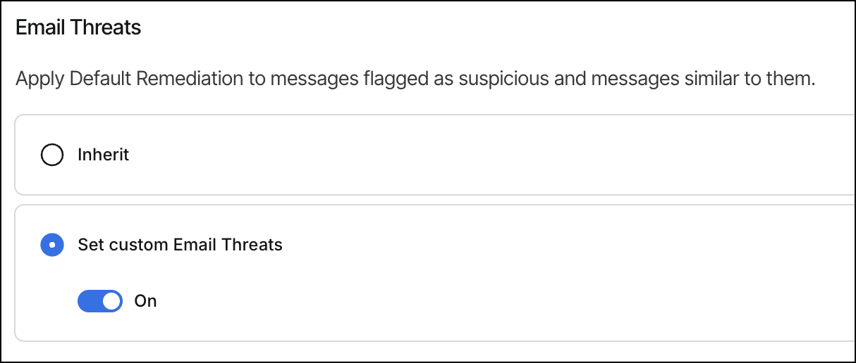 Disable Email Threats for specific groups and accounts